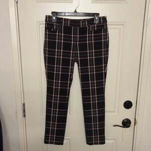 Banana Republic Black Plaid Ankle Pants with Pink & Cream Windowpane